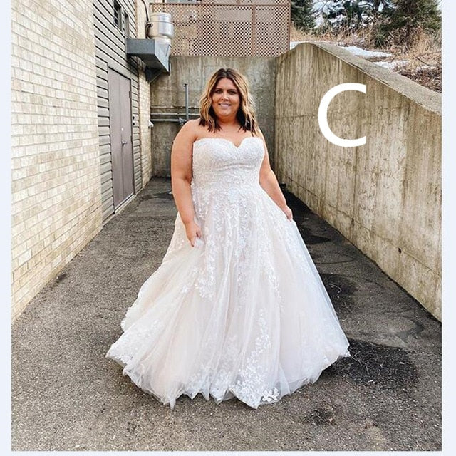 Wedding Dresses Plus Size Boho Appliqued