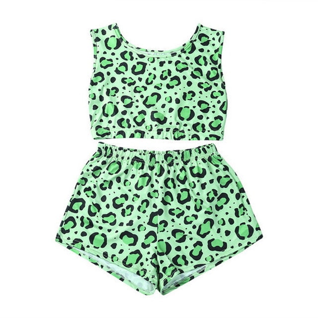 Fashion Printed Casual Two Piece Set Crop Top