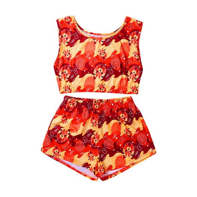 Fashion Printed Casual Two Piece Set Crop Top