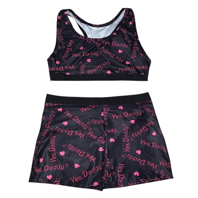 Fashion Printed Casual Two Piece Set Crop Top