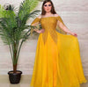 Yellow Illusion O Neck Floor Dresses