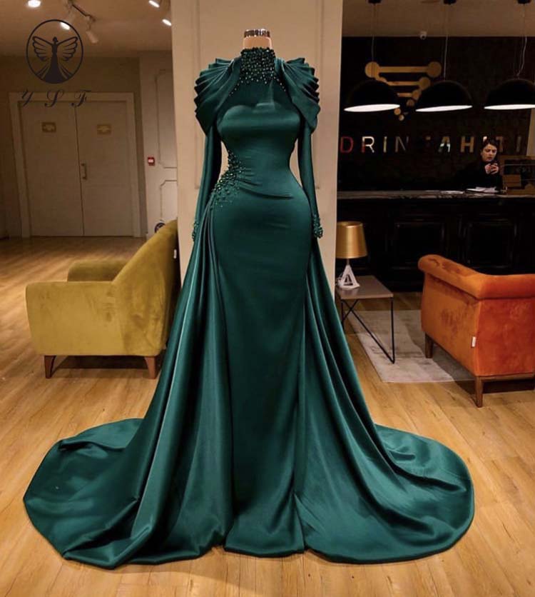 Sexy Dark Green High Dresses with Overskirt