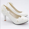 White lace Princess Pearls Floral Lady Wedding shoes