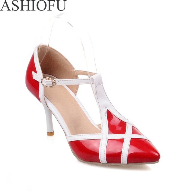 ASHIOFU T-strap  Wedding Evening Fashion Court Shoes