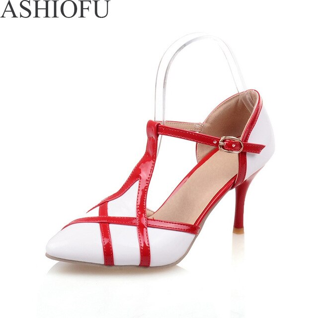 ASHIOFU T-strap  Wedding Evening Fashion Court Shoes