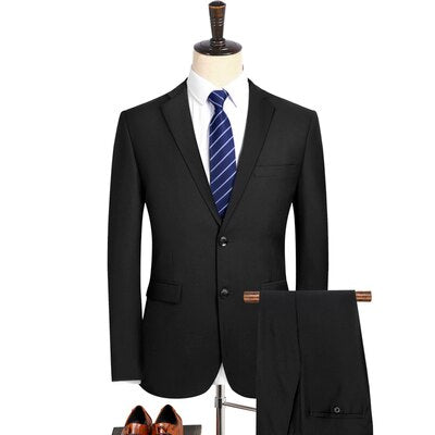 Men's suits Business casual suit Fashion cultivate one's morality two-piece Single-breasted suit size S-4XL