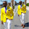 Yellow Elegant Casua lWedding Men Suits 2 Piece White Formal Business Suis Men