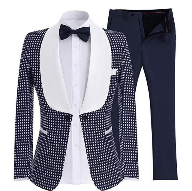 Men's Two-Piece Suits One Button Blazer Blue Business