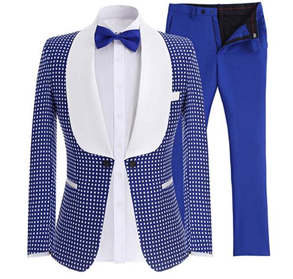 Men's Two-Piece Suits One Button Blazer Blue Business