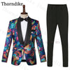 Tuxedos Men Wedding Floral Print Slim