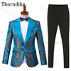 Tuxedos Men Wedding Floral Print Slim