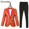 Tuxedos Men Wedding Floral Print Slim