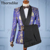 Thorndike Casual Suits Groom Wedding Suits Mariage White Shawl Lapel Groom Tuxedos Print Slim Fit Wedding Suit Men Custom Made