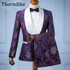 Thorndike Casual Suits Groom Wedding Suits Mariage White Shawl Lapel Groom Tuxedos Print Slim Fit Wedding Suit Men Custom Made