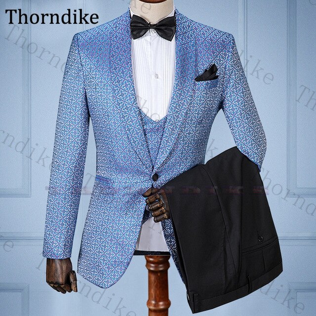 Thorndike Men Suits 2020 Shawl Lepel Wedding Suit For Men Custom Made Male Suits for Wedding Dinner Formal Suits Print Tuxedos