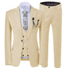 Beige Men's Wedding Suit Three Pieces Dots