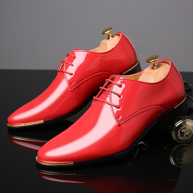 Classic Patent leather wedding shoes men office coiffeur moda italiana men dress shoes leather erkek ay 657