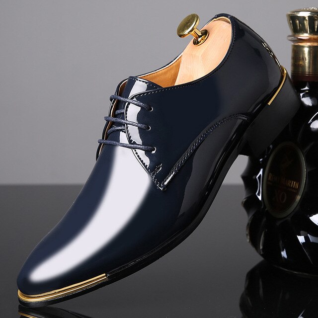 Classic Patent leather wedding shoes men office coiffeur moda italiana men dress shoes leather erkek ay 657