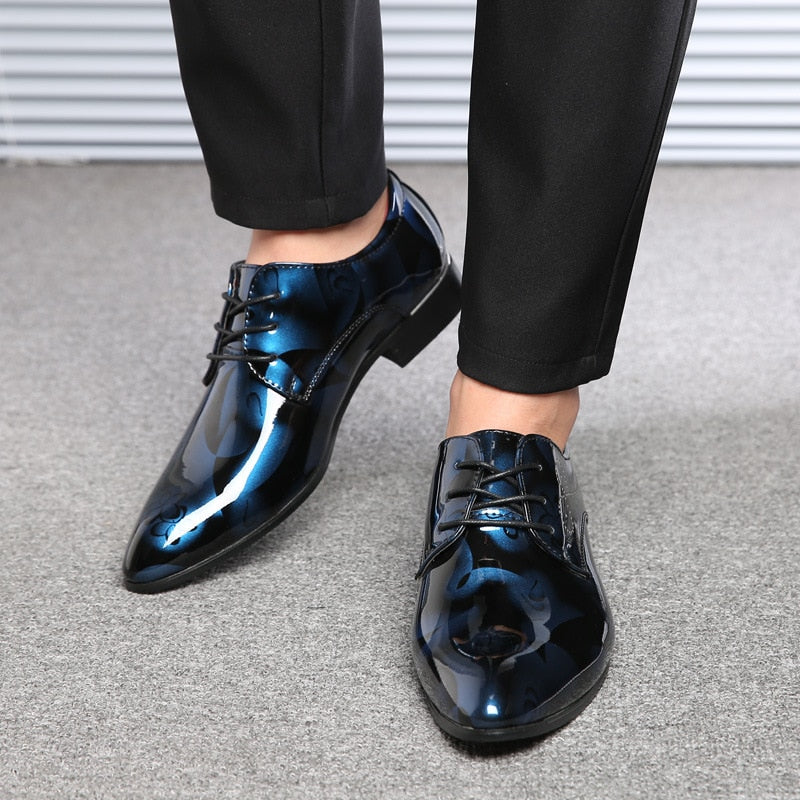 Floral Patternt Leather Shoes Men Elegant Brogues Men Wedding Dress Shoes