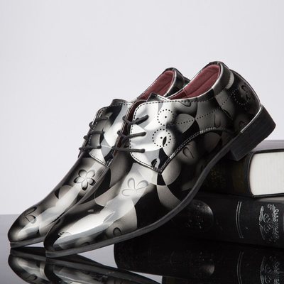 Floral Patternt Leather Shoes Men Elegant Brogues Men Wedding Dress Shoes