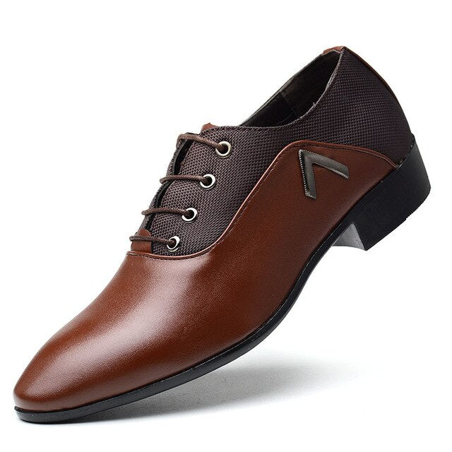 Elegant Men Classic Leather Shoes Luxury Man Business Wedding Office Dress