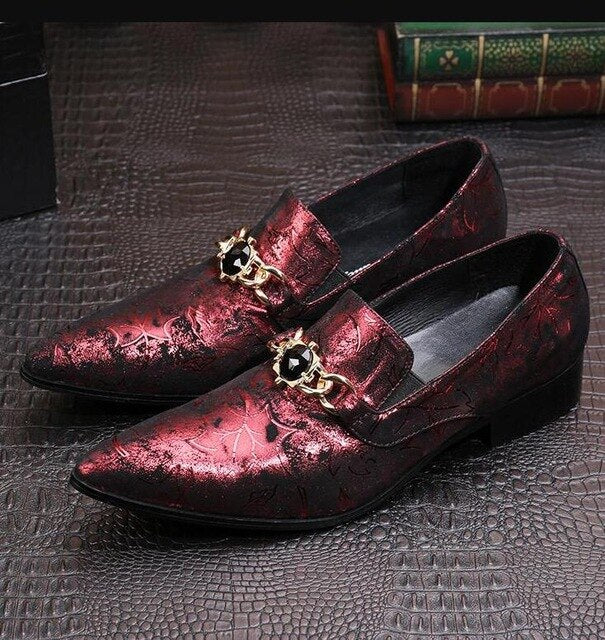 New Arrival Breathable Genuine Leather Red Wedding Party