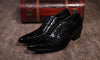 High heels pointy wedding shoes black genuine leather