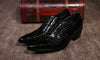 High heels pointy wedding shoes black genuine leather