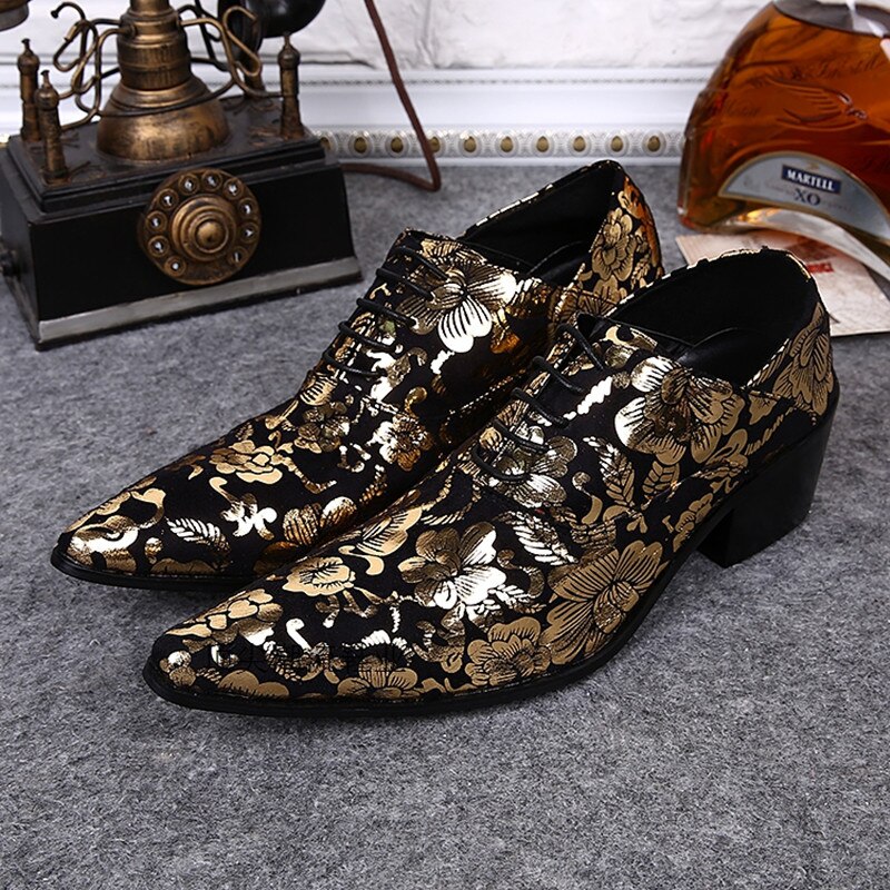 Men wedding genuine leather pointy wedding prom floral shoes velvet loafers