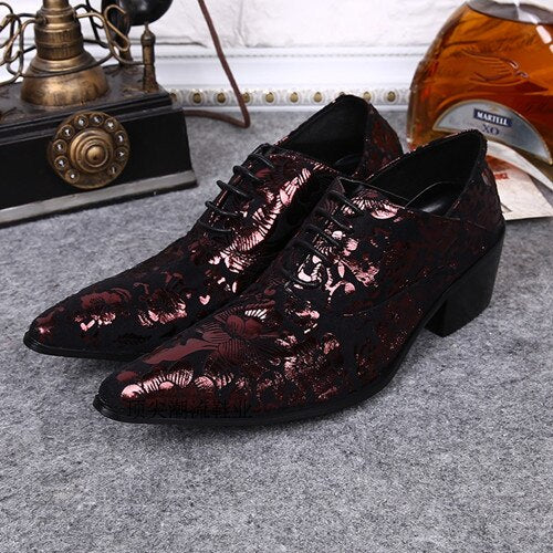 Men wedding genuine leather pointy wedding prom floral shoes velvet loafers