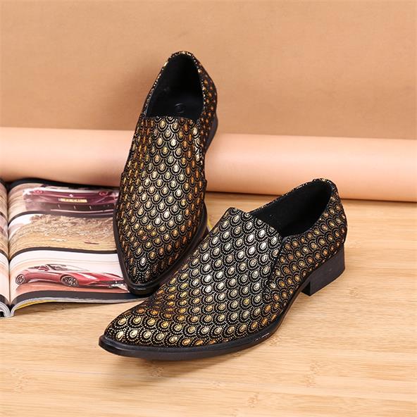 genuine leather shoes men blue pointed high heels oxford dress wedding formal loafers