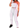 women 2 piece set women one-shoulder crop top high waist pants 2020 summer fashion streetwear sportswear outfit