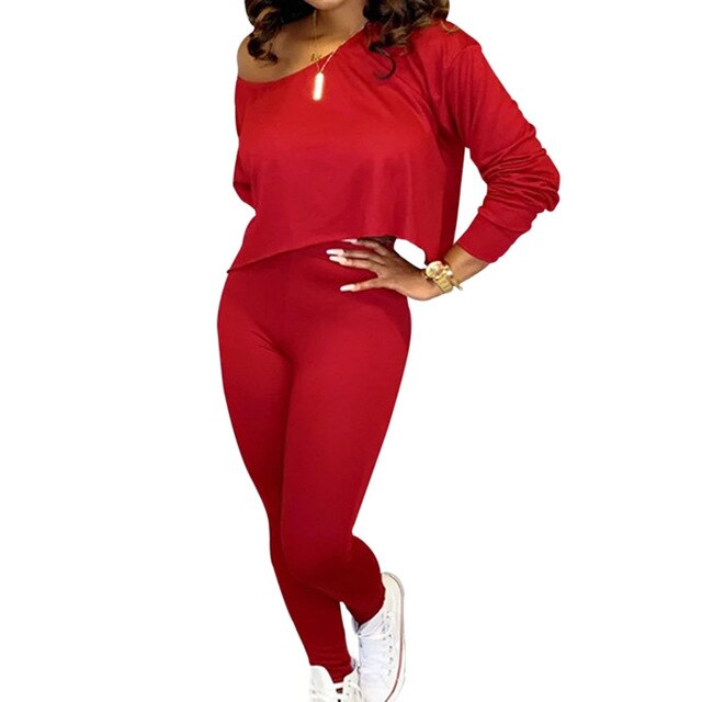 Women Sets 2 Pcs Sweatsuit Pullover Crop Top Seamless Leggings