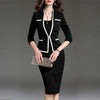 Women's Suit Bodycon Dress Jacket 2 Pieces Set Office Wear