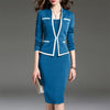 Women's Suit Bodycon Dress Jacket 2 Pieces Set Office Wear