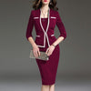 Women's Suit Bodycon Dress Jacket 2 Pieces Set Office Wear