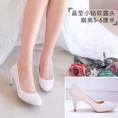 Womens wedding shoes woman High heels Pumps Bling Shining