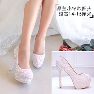 Womens wedding shoes woman High heels Pumps Bling Shining