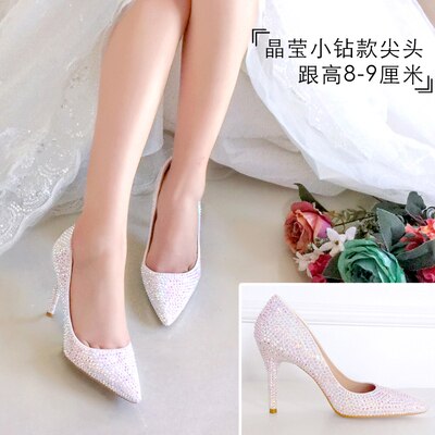 Womens wedding shoes woman High heels Pumps Bling Shining