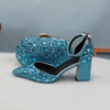 New Sky Blue Crystal Sandals Women's wedding shoes Bride Fashion