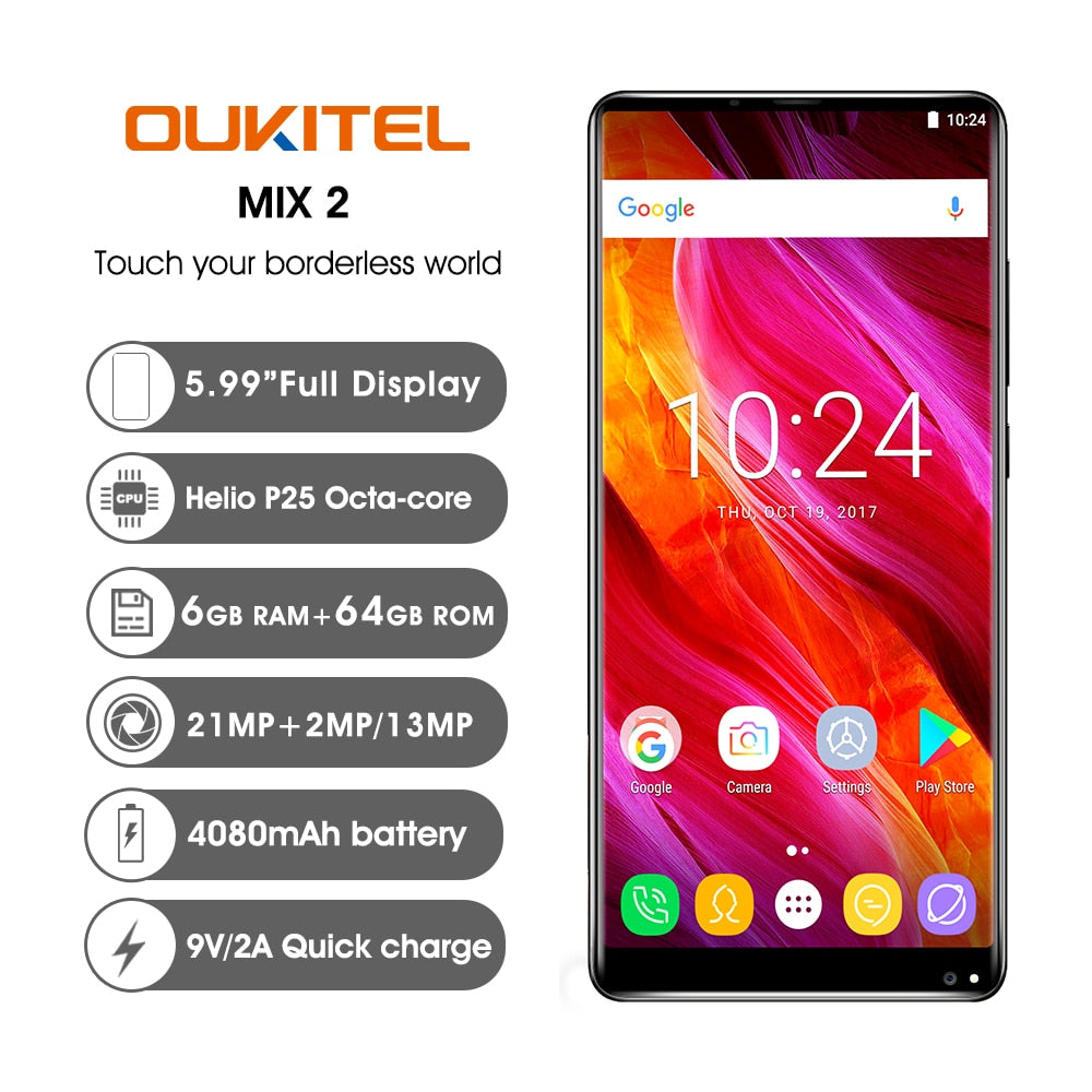 MIX2 Android 7.0/4080Mah large battery, rear fingerprint unlock, European tri-mode frequency band, rear dual camera flas