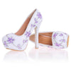 White pearl Violet crystal Wedding shoes Bride high heels platform shoes