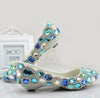 Womens wedding shoes Bride High shoes Blue crystal Handmade Party dress