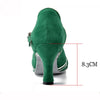 Ladingwu Green Flannel Women's Sandals Ballroom Party Performance