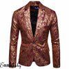 One Button Shawl Lapel Blazer Plus Size 2XL Flowers Sequins Suit Jacket DJ Club Stage Singer Clothes