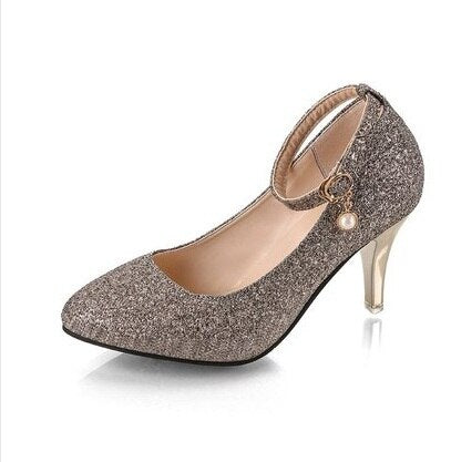 Women Wedding Shoes Gold Silver Ladies Shoes