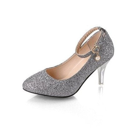 Women Wedding Shoes Gold Silver Ladies Shoes